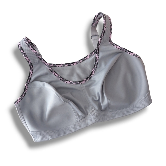 Glamorise No Bounce Sports Bra 42D Gray Pink Sport Workout Fitness Gym - Picture 1 of 12
